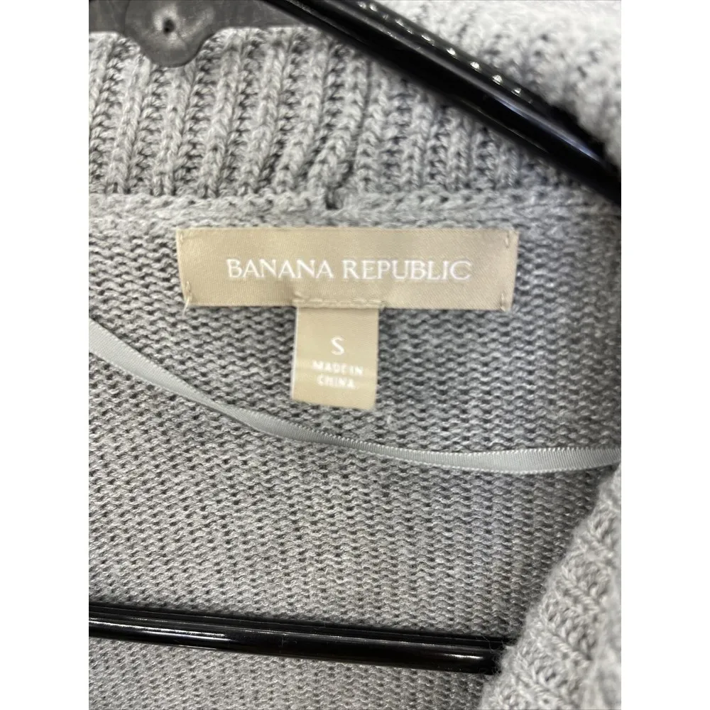 Banana Republic Cardigan Ribbed Knit Waterfall open Front High Merino Wool Gray - Image 2