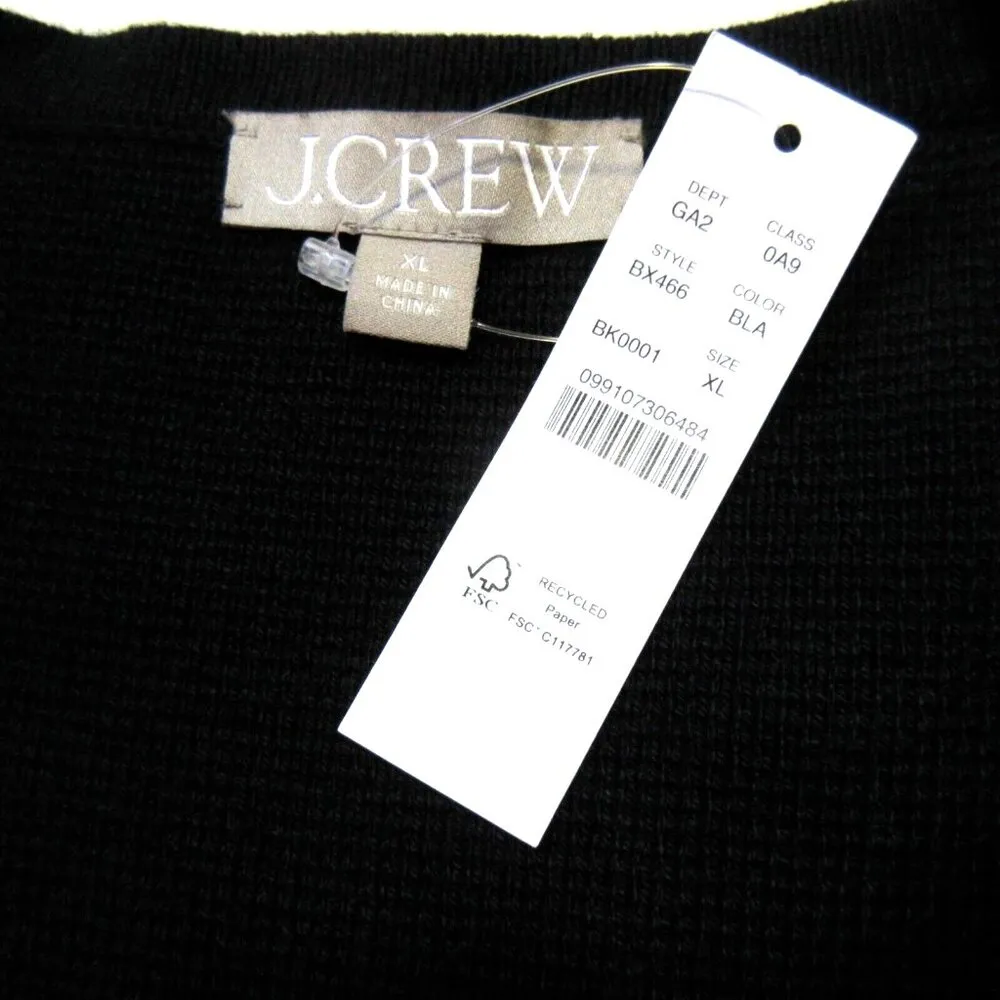 NWT J.Crew Long V-neck Sweater Blazer in Black Cotton Knit Cardigan XL - Image 2