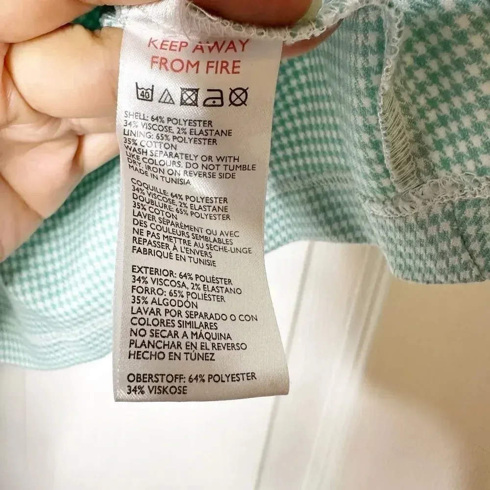 URBAN OUTFITTERS Size Large Light Green Gingham Side Pocket Mini‎ Skirt - Image 6