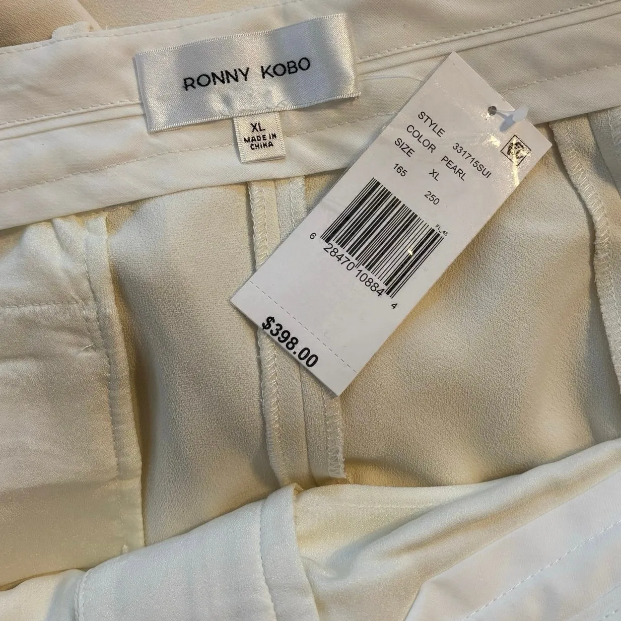 NEW Ronny Kobo Size XL Wide Leg Pants Trousers Pearl - Image 3