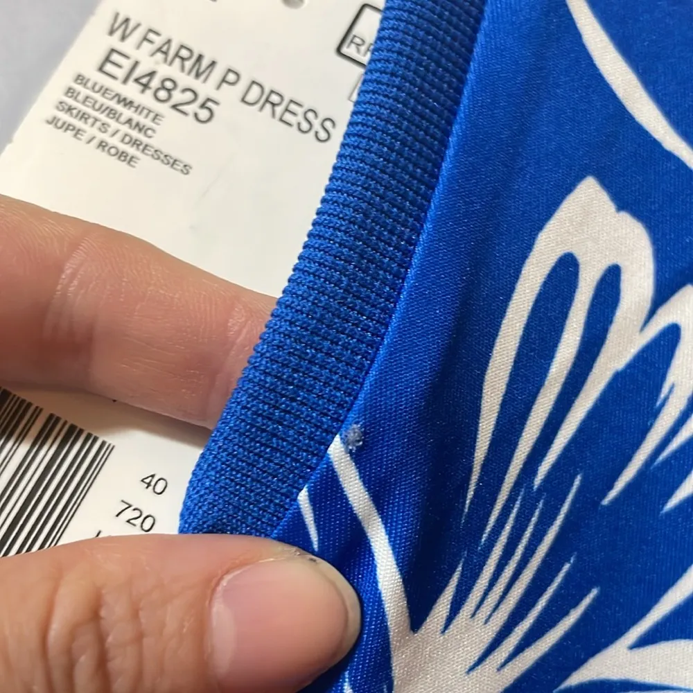 Womens New Adidas x Farm Rio Print Butterfly Dress Blue/White - Image 12