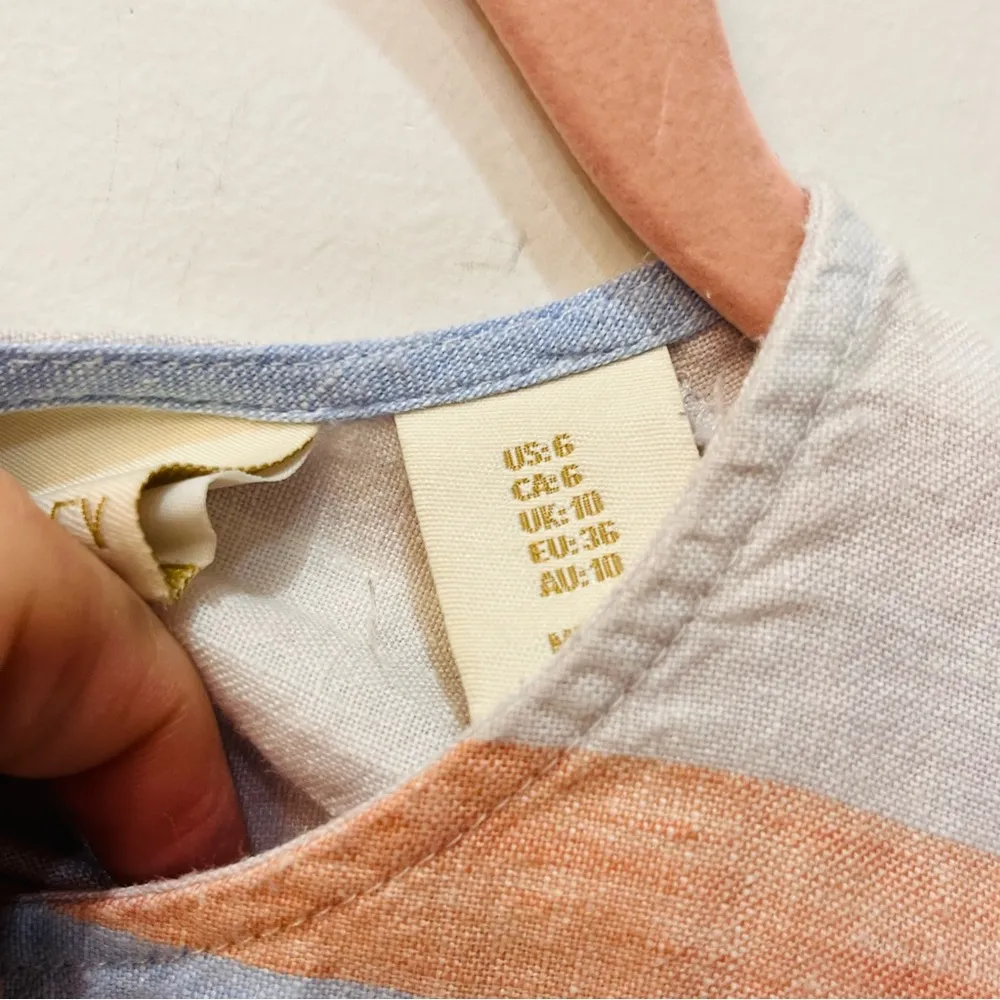 Cynthia Rowley 100% Linen Blue Stripe Sleeveless Tunic Sheath Dress size… - Image 3