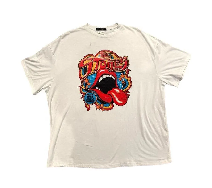 SHEIN Rolling Stones Graphic Tee Size L White Band T-Shirt Some Girls Tour 2022 - Image 2