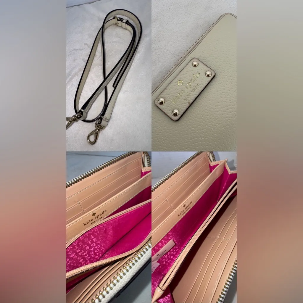 Kate Spade Wellesley Rachelle Cream Satchel Leather Handbag Matching Wallet Set - Image 11