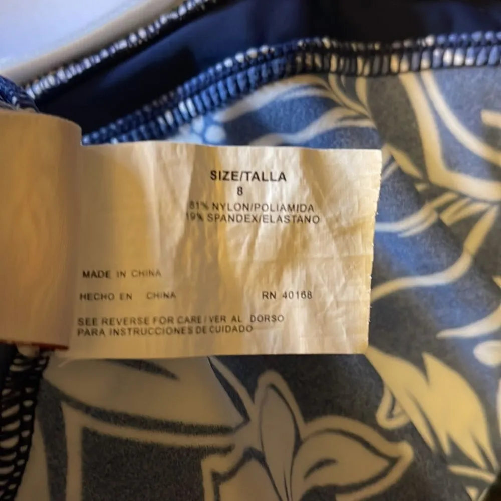 Jamaica Bay Vintage 1990s Y2K Navy Blue and White Hawaiian Print Tankini Top 8 - Image 16