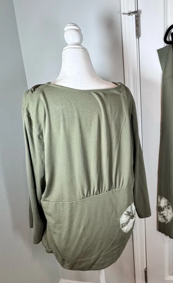 Soft Surroundings Tall XL Boho Artwear Wrap Midi Skirt Set Green Made USA - Image 1