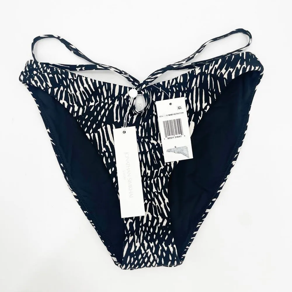 JONATHAN SIMKHAI Alani Bikini Swim Bottoms Size Small NWT Abstract Fern B&W Black - Image 3