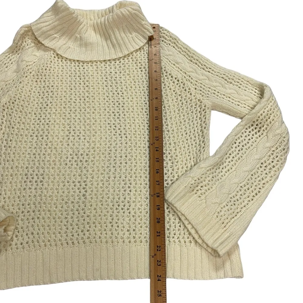 Marled Womens Large Cowl Neck Open Knit Cable Knit Pullover Sweater - Image 8