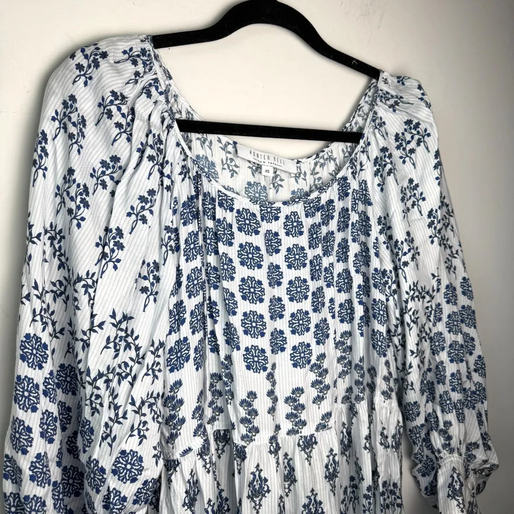 Hunter Bell Penelope Dress Maxi Silk Blend Willow Western Blue Sz XS Boho Cottag - Image 5