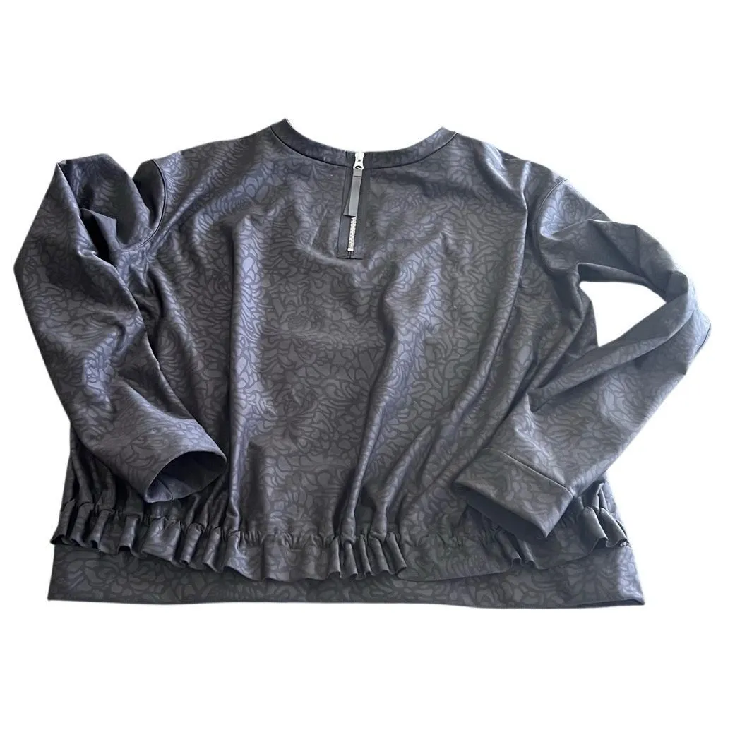 Lululemon 1/4 Back Zip Womens 8 Floral Pullover Jacket Sweatshirt Black - Image 3