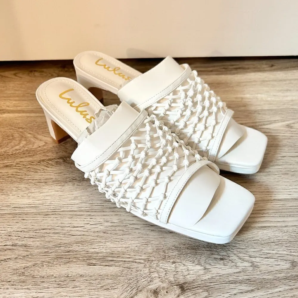 Lulu's Rewn White Knotted High Heel Slide Sandals Size 7.5 BRAND NEW - Image 4