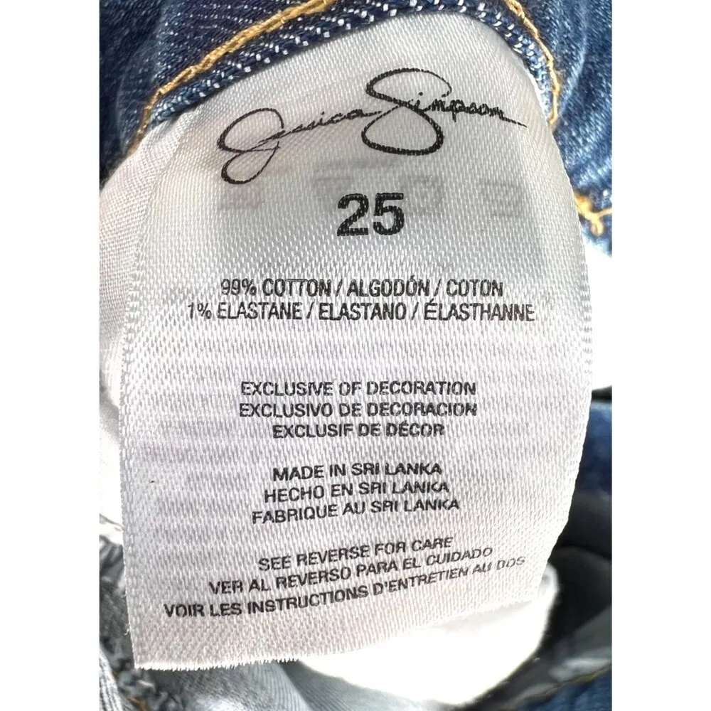 Jessica Simpson Women's Monroe Boyfriend Cuffed Blue Jeans 25 Pants NWT - Image 10