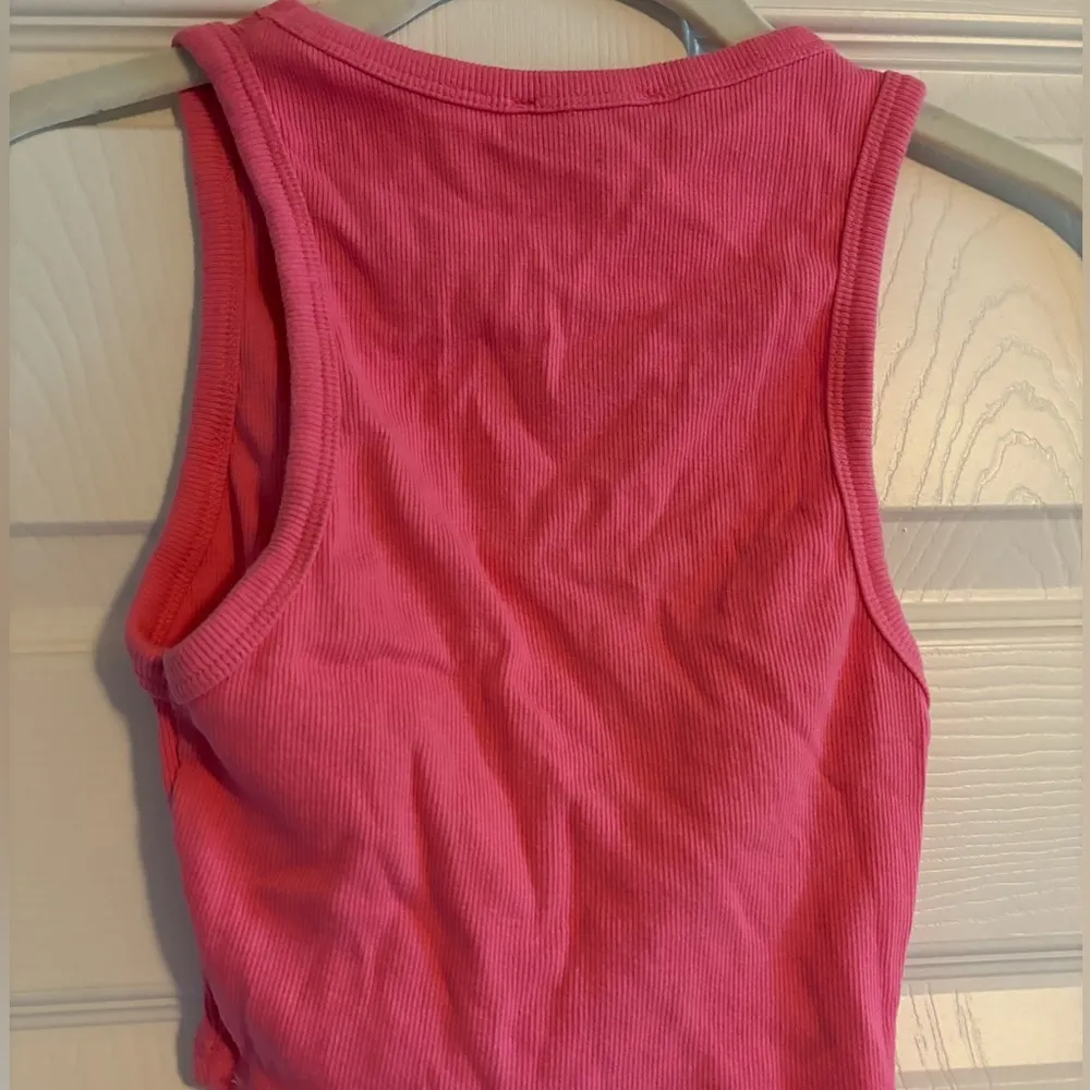 Crop Rib Halter Tank Pink - Image 3