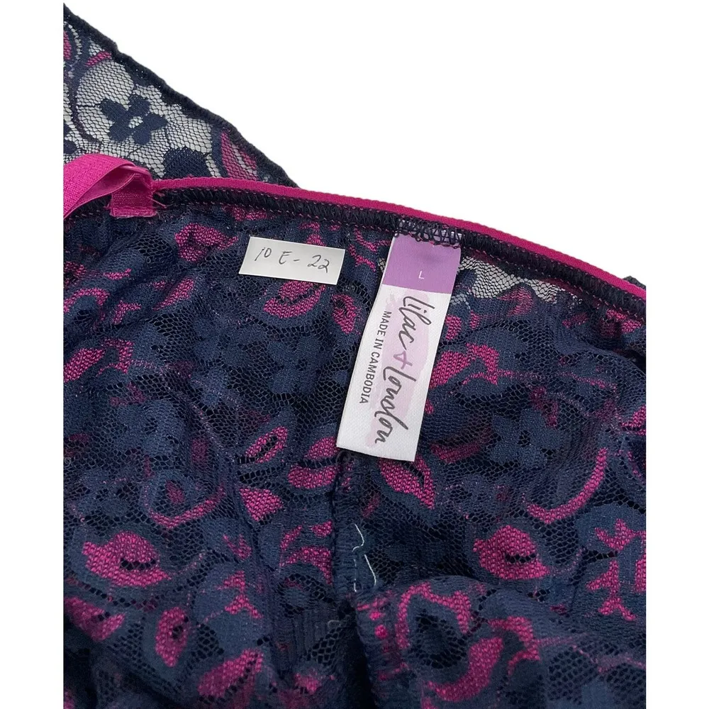 Lilac & London Blue & Pink Lace Lingerie Sleepwear Size Large | 10E - Image 4