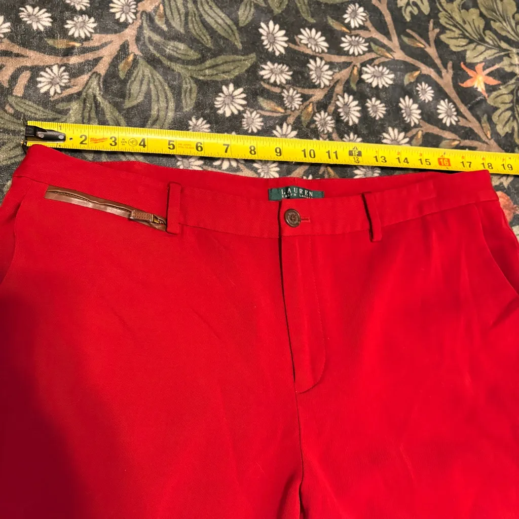 Lauren Ralph Lauren Pants Red Wool Trousers Size 16 Preppy Academia Office FLAW - Image 4