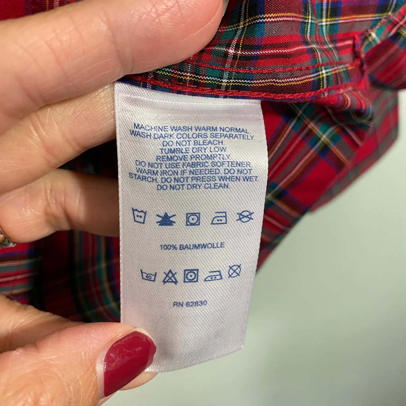 Lands' End Tartan Plaid No Iron Supima Quarter Buttons Popover Shirt Size 6P - Image 7