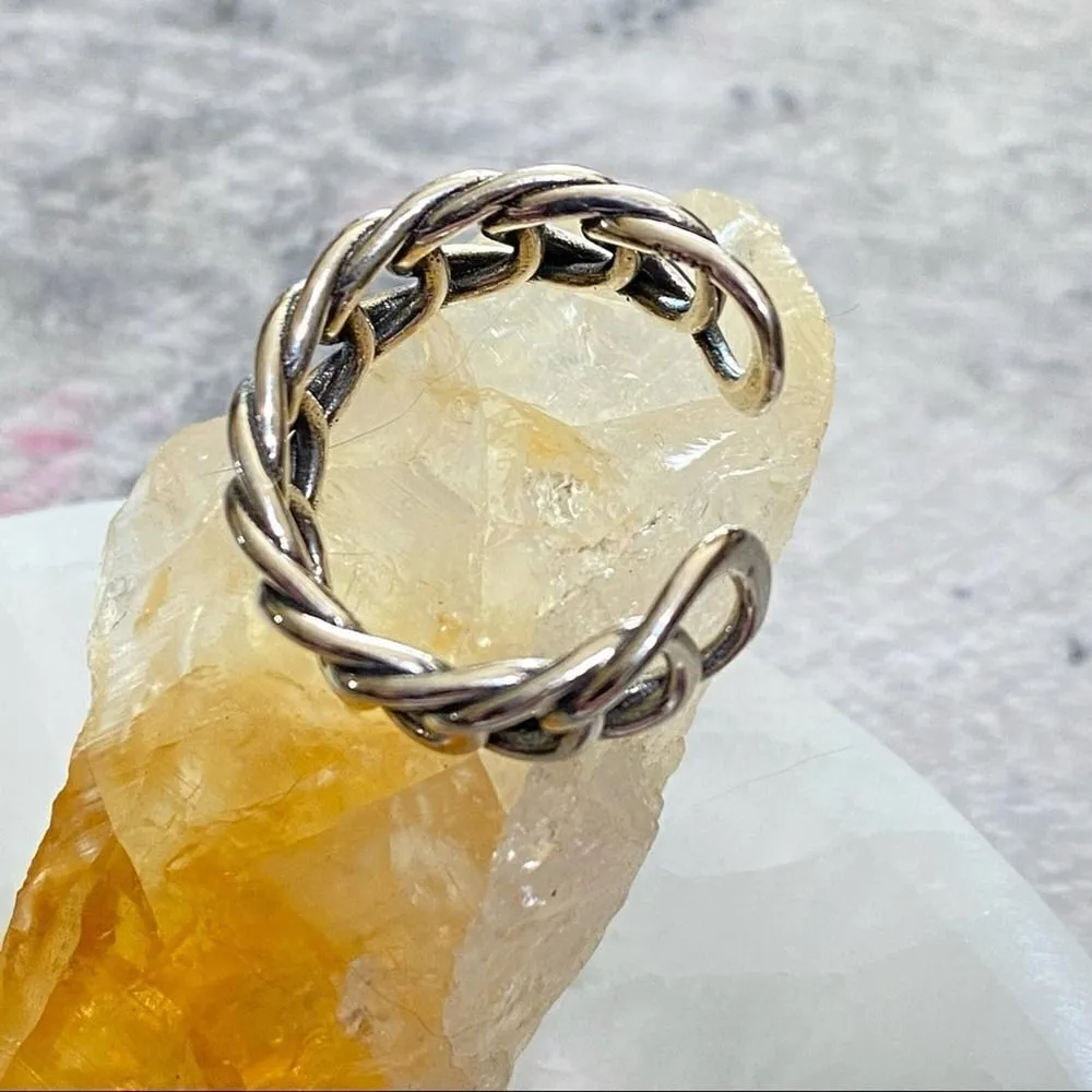 Sterling Silver Adjustable Chain Link Ring Silver - Image 4