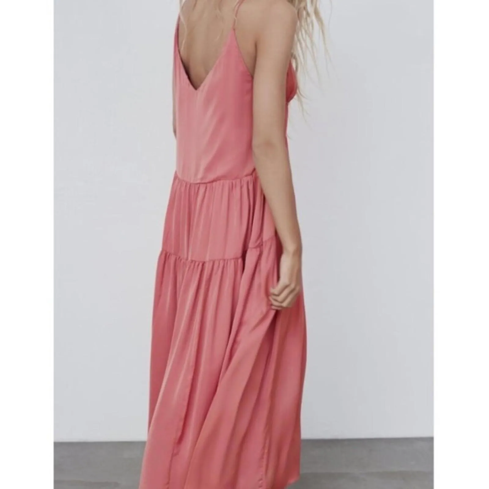 ZARA Babydoll Satin Maxi Dress in Plum Pink XS/S $89 [COPY] - Image 3