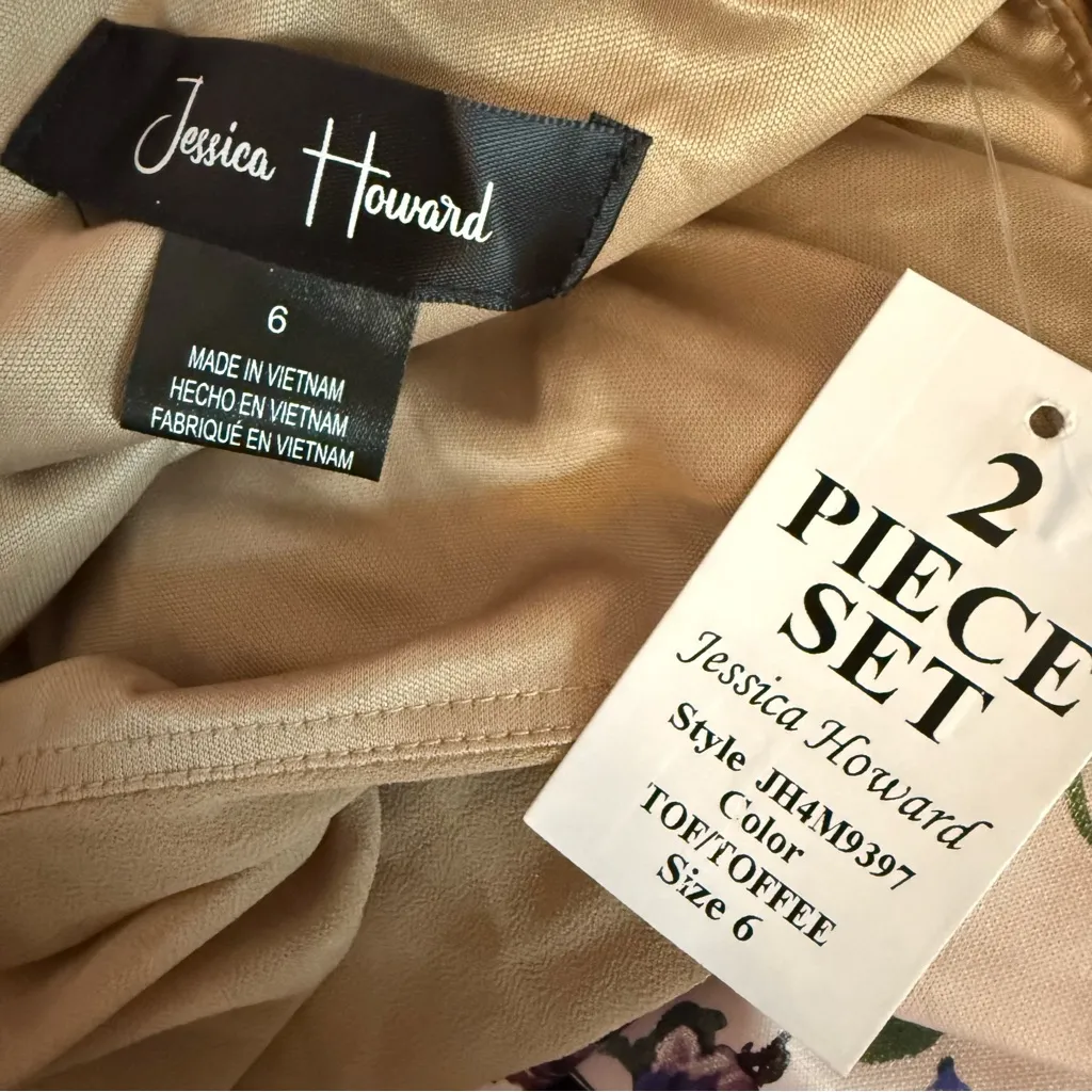 Jessica Howard Women's Soutache Jacket & Jewel-Neck Midi Dress Toffee Sz 6 - Image 10