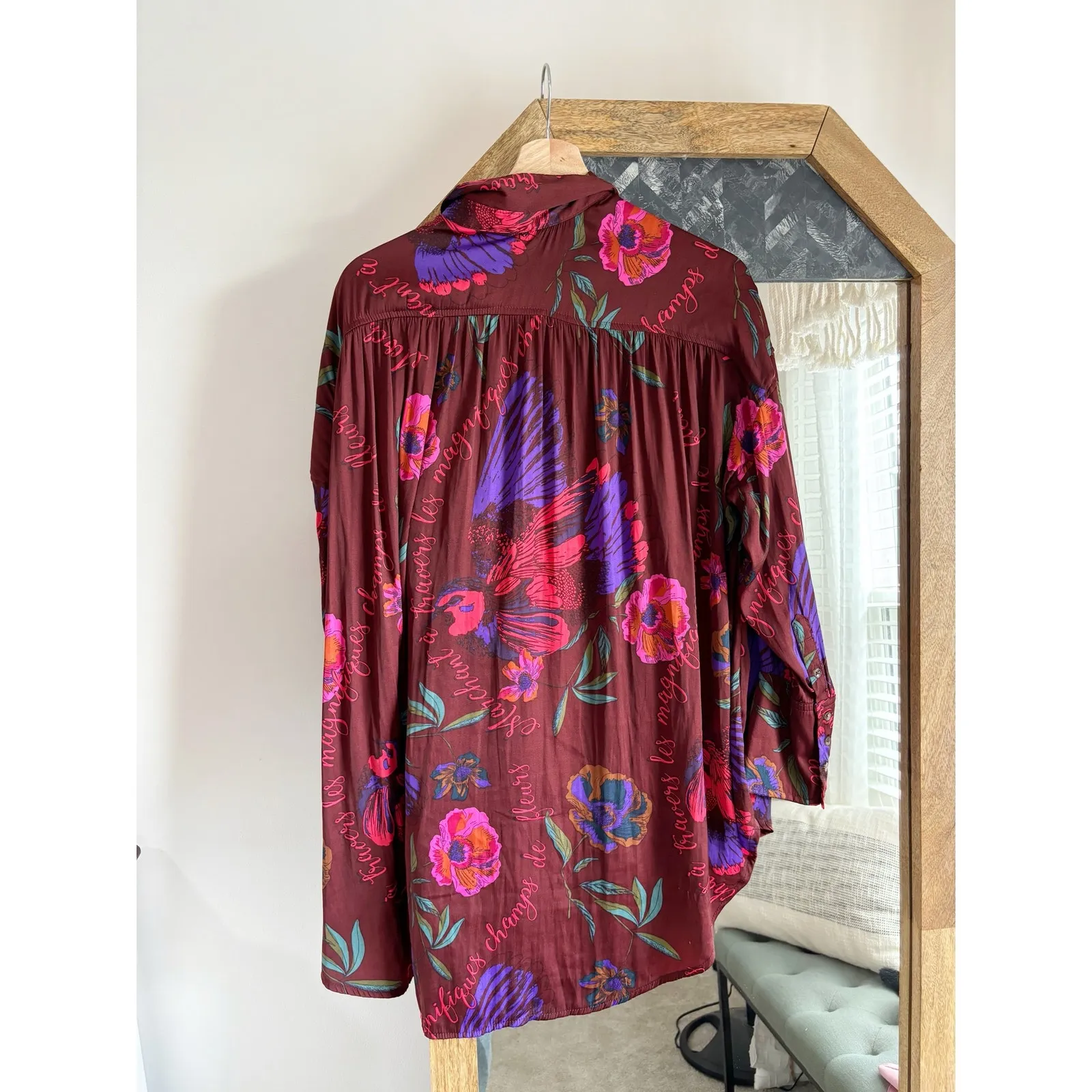 Free People Silky Nights Printed Button Down Top - Image 6