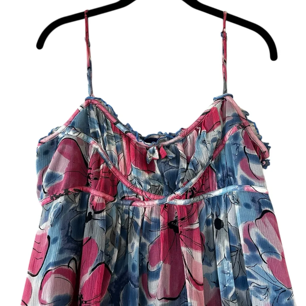 INC International Vintage Y2K Silk Babydoll Top 90s Fairy Coquette Size Large Blue - Image 2