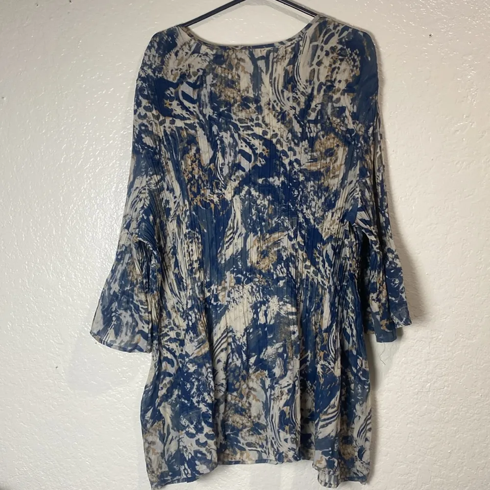Catherines Artistic Blue and Tan Blouse Size 2X - Image 5