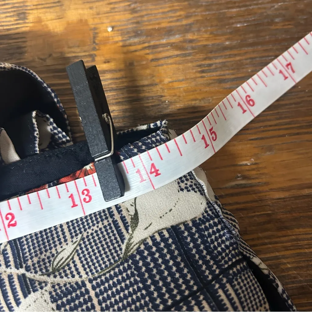 LUSH Navy Plaid Rust Ivory Floral Wide Leg Jumpsuit/Overalls: Size MEDIUM - Image 8