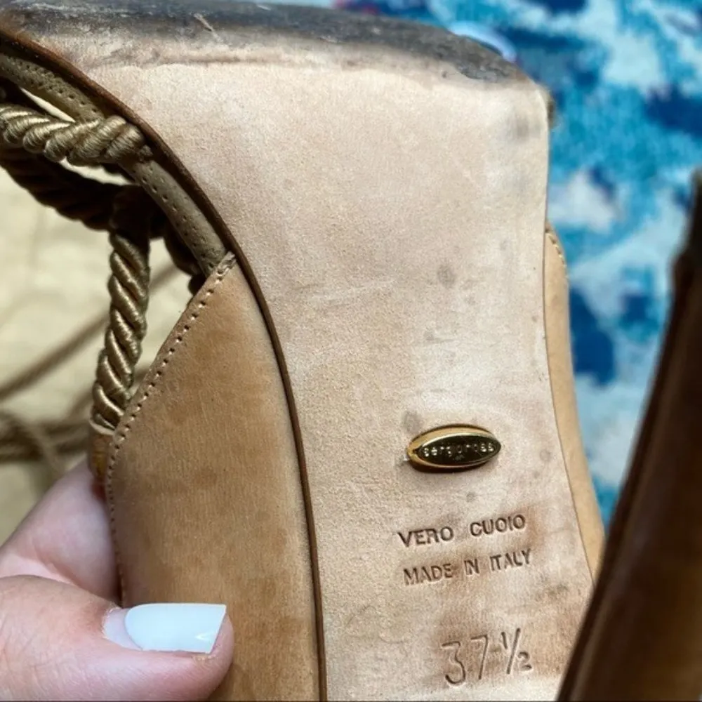 Sergio Rossi Opanca Lace Up Sandals in Beige - Image 9