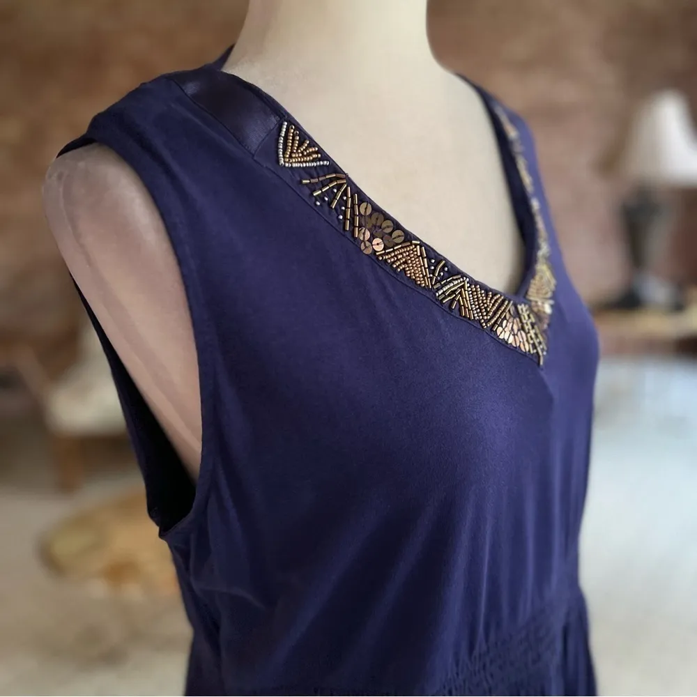 Charter Club Dress Beaded Knit Purple XL Sleeveless V-neck Cocktail Party Garden - Image 14