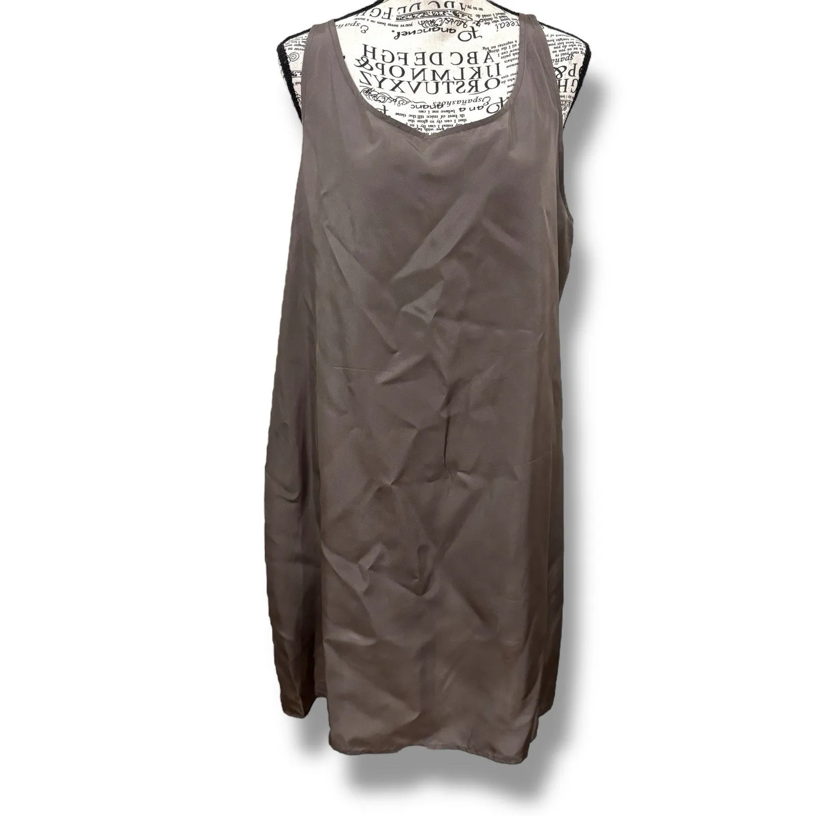 Eileen Fisher Size XL Brown 100% Silk Chiffon 2-Layer Dress Oversized Lagenlook - Image 5