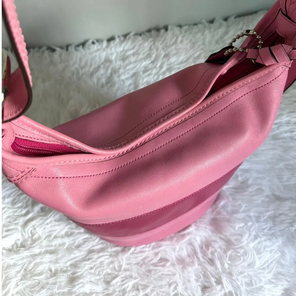 NWT COACH Rugby Stripe Pink Leather Duffle Crossbody Shoulder Bag F13357 - Image 5