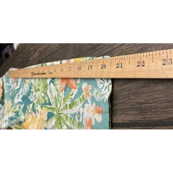 Vintage Hot Cotton Tropical Floral Print Button Up Shirt Women's XL 100% Linen Green - Image 6