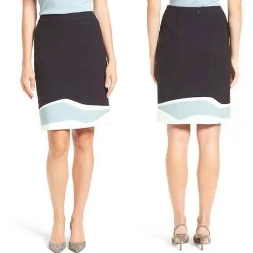 NWT Hugo Boss VIDINA Pencil Skirt Black White Blue Colorblock Size 4 New $248 - Image 17