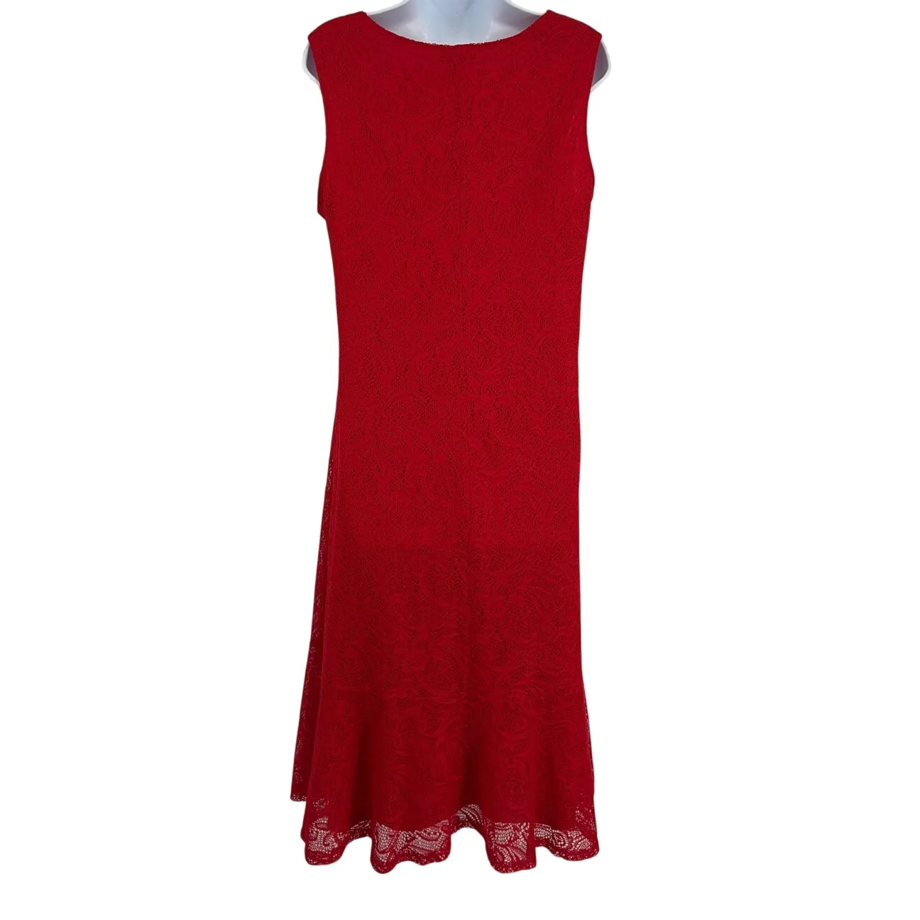 Slinky Y2K Lace Baqbydoll Midi Dress Sz L Red Valentines Romantic Cocktail - Image 7