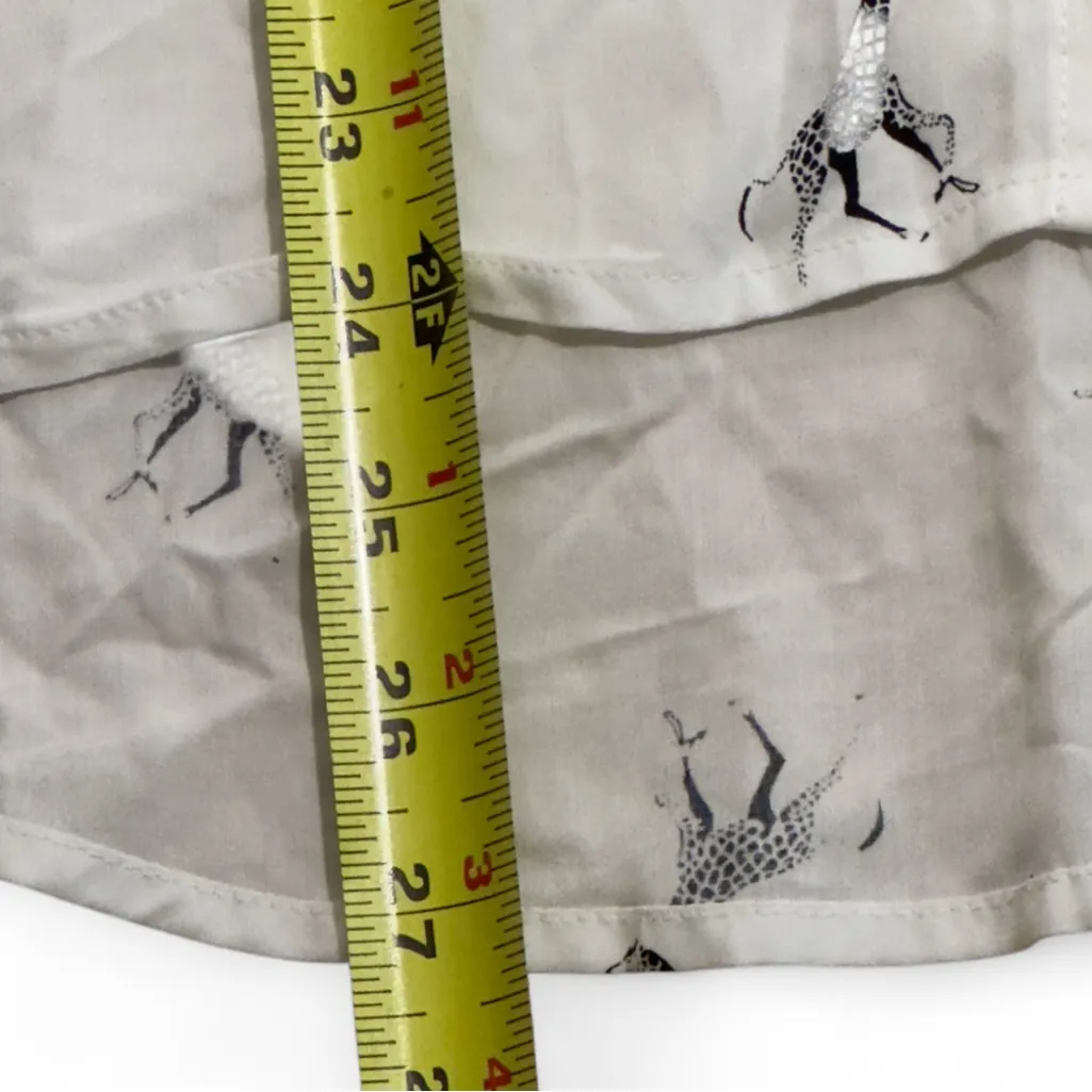 Jane and‎ Delancey Giraffe Novelty Print Button-Up Short Sleeve Shirt Top Medium - Image 5