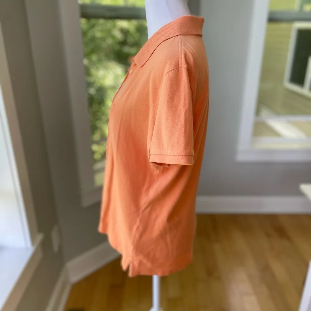 IZOD Melon Coral Orange Short Sleeve Polo Collared Shirt Size Medium Tennis Prep - Image 2