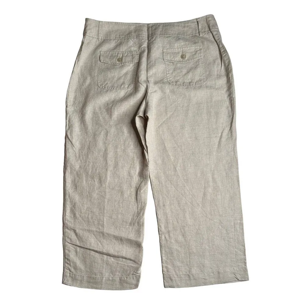 Style & Co Womens Wide Leg 100% Linen Crop Pants Lagenlook Size 12 - Image 5