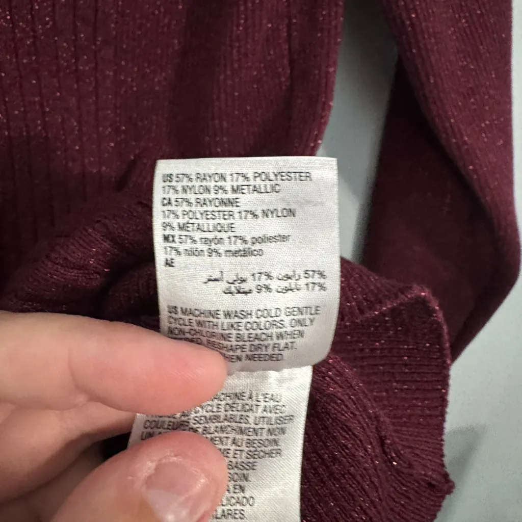 INC International Concepts Dark Red & Metallic Ribbed Knit Sweater Women’s Size Medium - Image 5