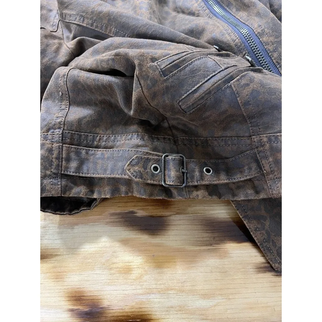 Kut From The Kloth Women‎ Faux Suede Size Medium Zip Jacket Leopard Print Preppy - Image 16