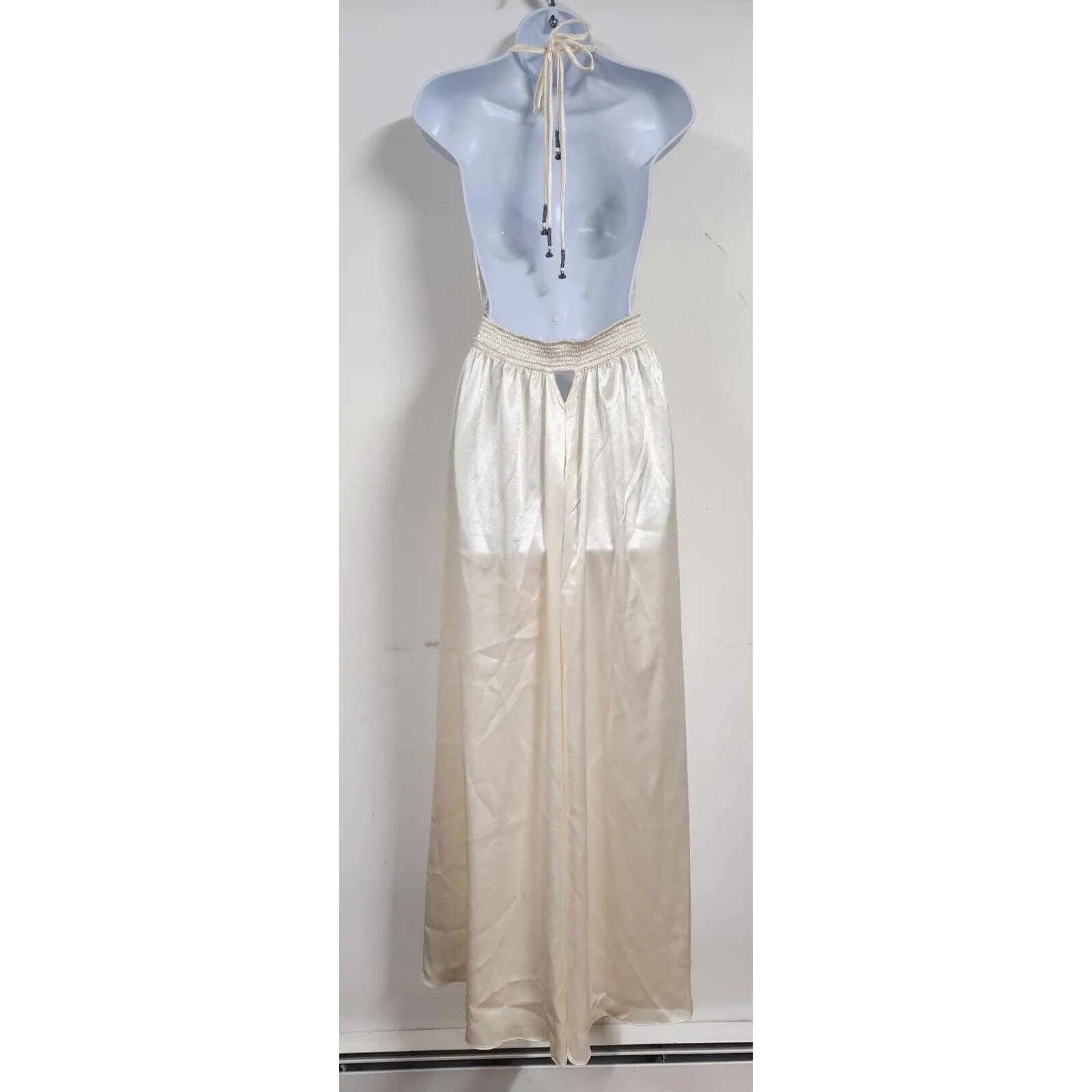 Free People Look Into The Sun Satin Cutouts Halter Gown Maxi Dress XS - Image 9