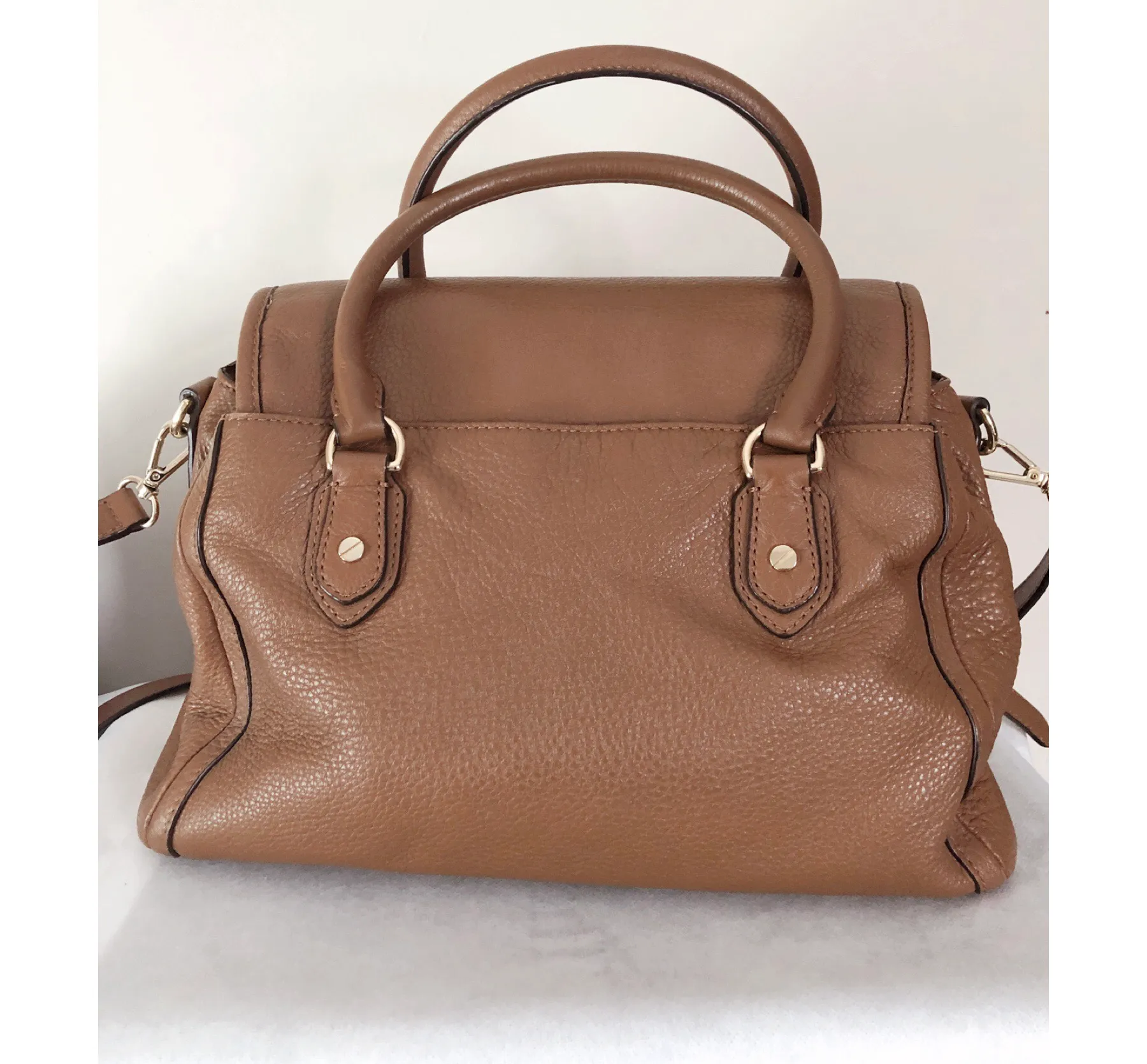 Margo Tan Leather Satchel Bag - Image 6
