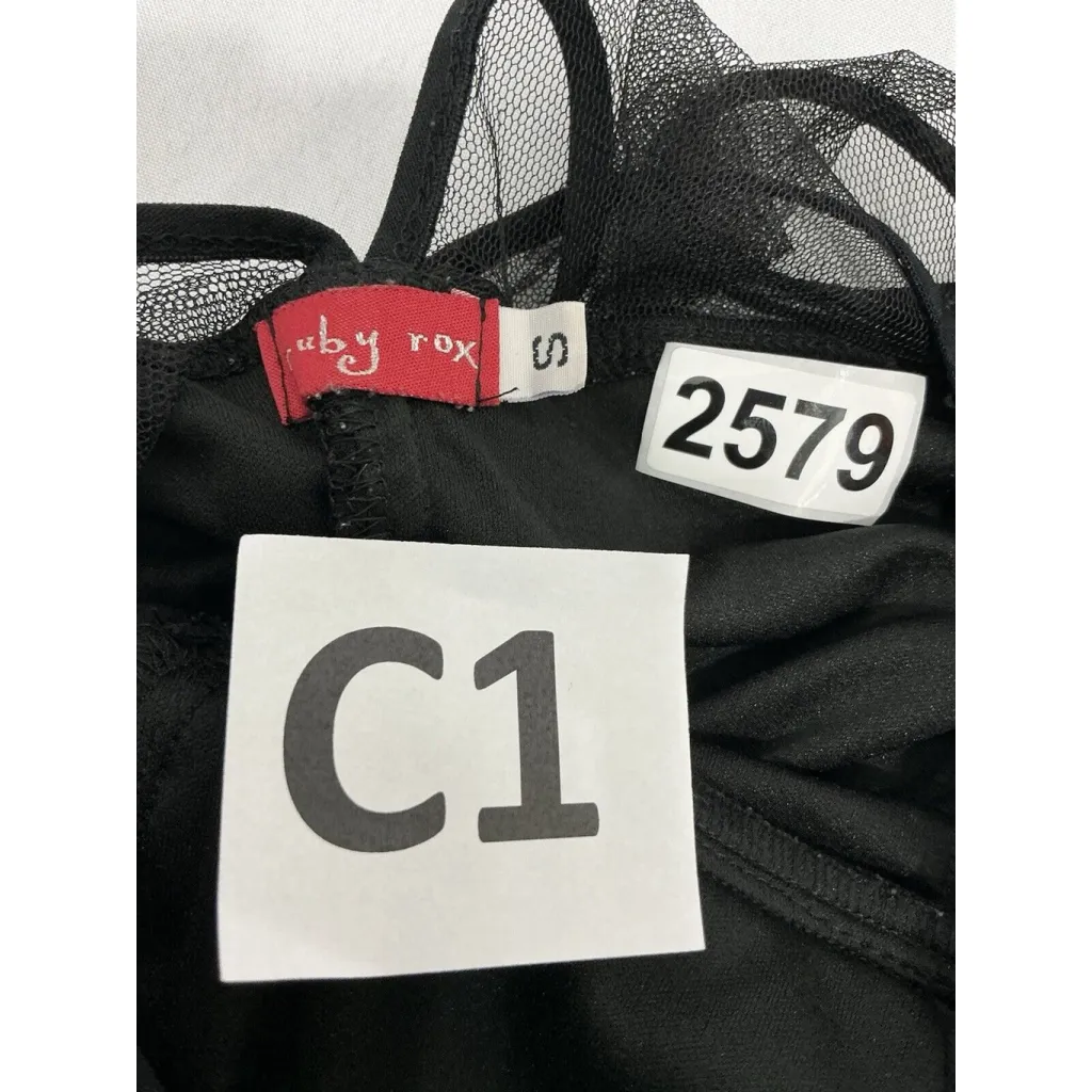 Junior Girls Ruby Rox Small Black Sleeveless Fitted Pullon Rushed Party Dress - Image 3