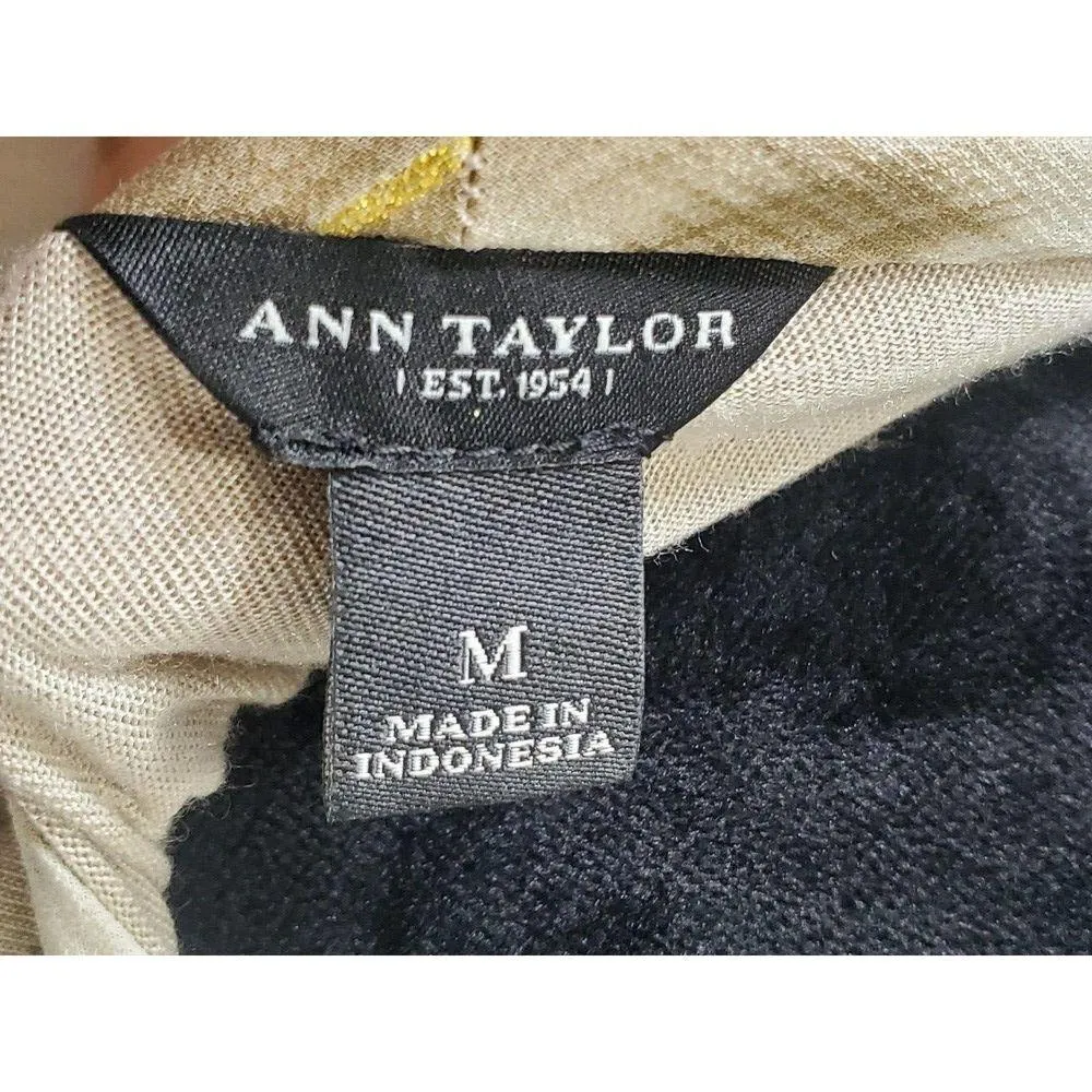 Ann Taylor Cream Gold Thread 100% Modal Cowl Neck Sleeveless Top Blouse Medium - Image 7