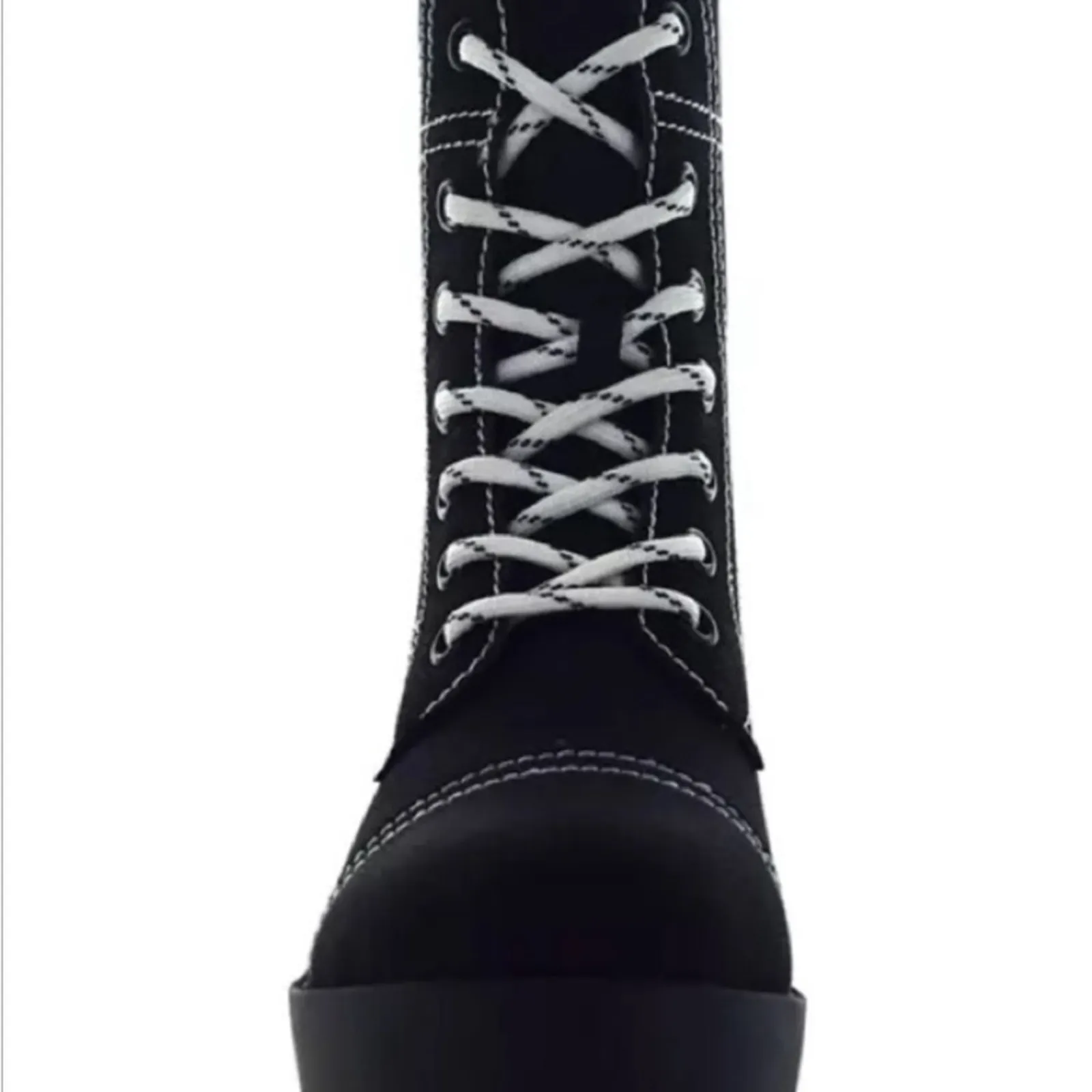 Seven7 Combat Boots Jodi Black Faux Leather Lace Up Contrast Stitching Size 10 - Image 11