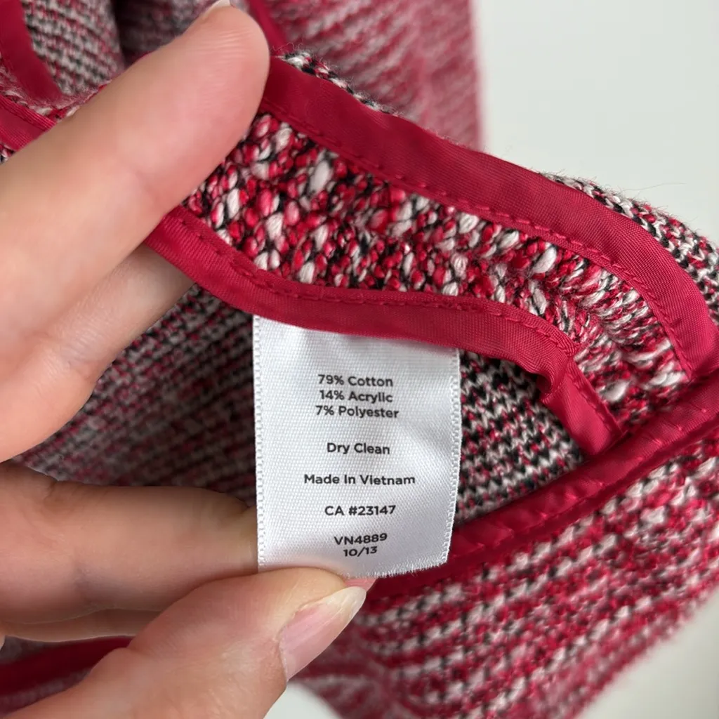 Talbots Tweed Blazer Jacket Red White Women’s Size 8 Petite Cotton Career Office - Image 4