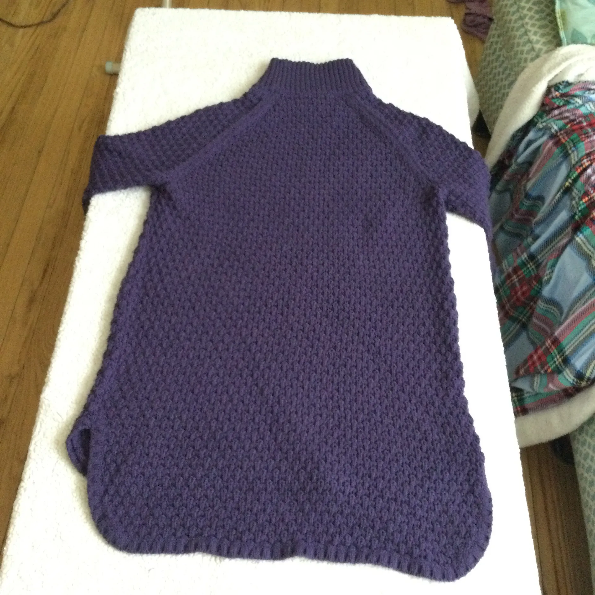 Mockneck Chunky Long Tunic Sweater Purple/Blue - Sz Medium - Image 7