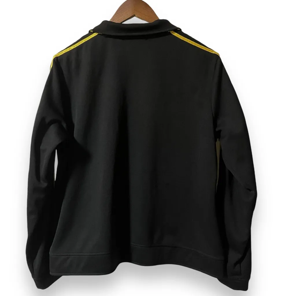 Lauren Ralph Lauren Active‎ Jacket Women's L Black Metallic Gold Crest Trim - Image 2