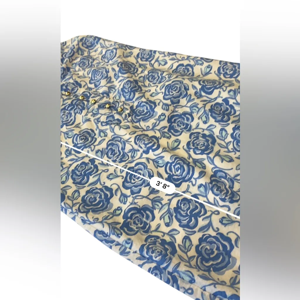 Sail to Sable Linen blend sleeveless shift dress blue & white Size Extra Small - Image 11