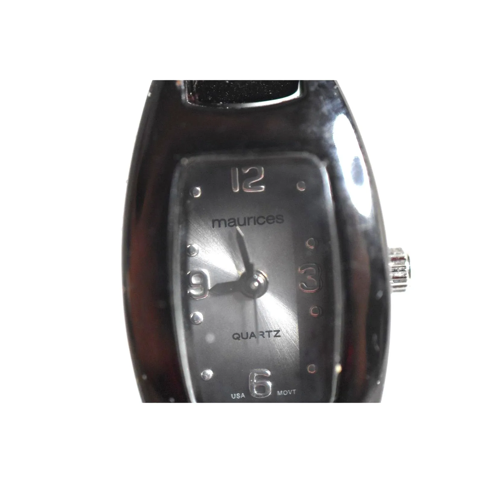 Maurices Black Metal Cuff/Link Box Latch Quartz Goth Casual New Battery Watch - Image 2