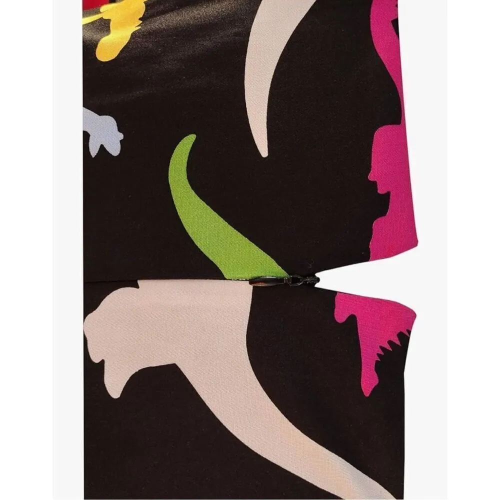 NEW Dinosaur Puff Sleeve 1950s Square Neck Pockets Dress 2X 14/16 Black - Image 6